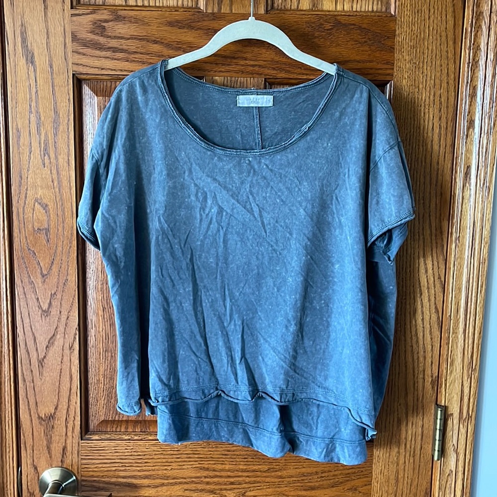 Grey acid wash body crop top